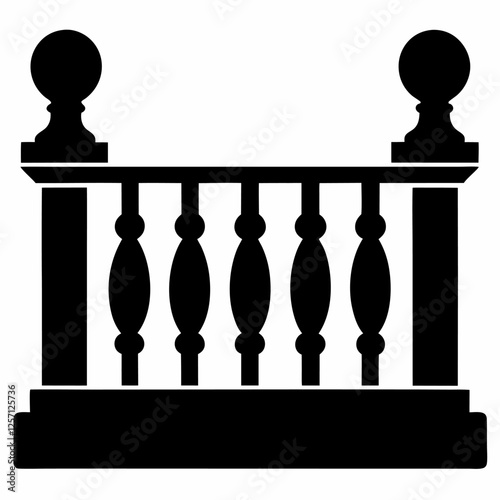 Stone balustrade with balusters for fencing vector on white background.