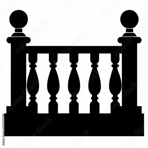 Stone balustrade with balusters for fencing vector on white background.