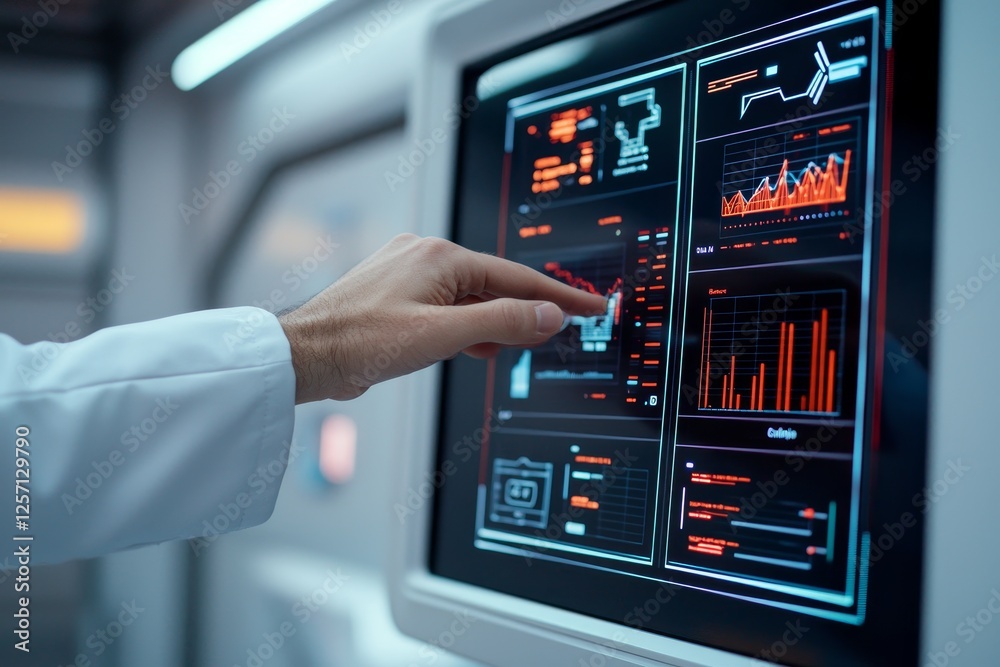 Marketing analytics consumer optimization concept. High-tech interface with data visualization and a hand interacting with the screen. Marketing analytics consumer optimization concept. High-tech interface with data visualization and a hand interacting with the screen.