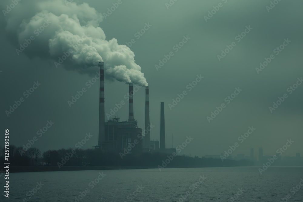 a factory with smoke coming out of the chimneys a factory with smoke coming out of the chimneys