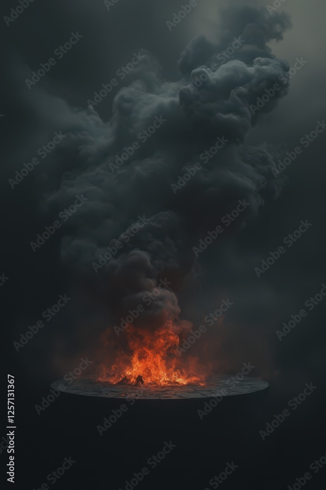 a volcano erupting in the dark sky