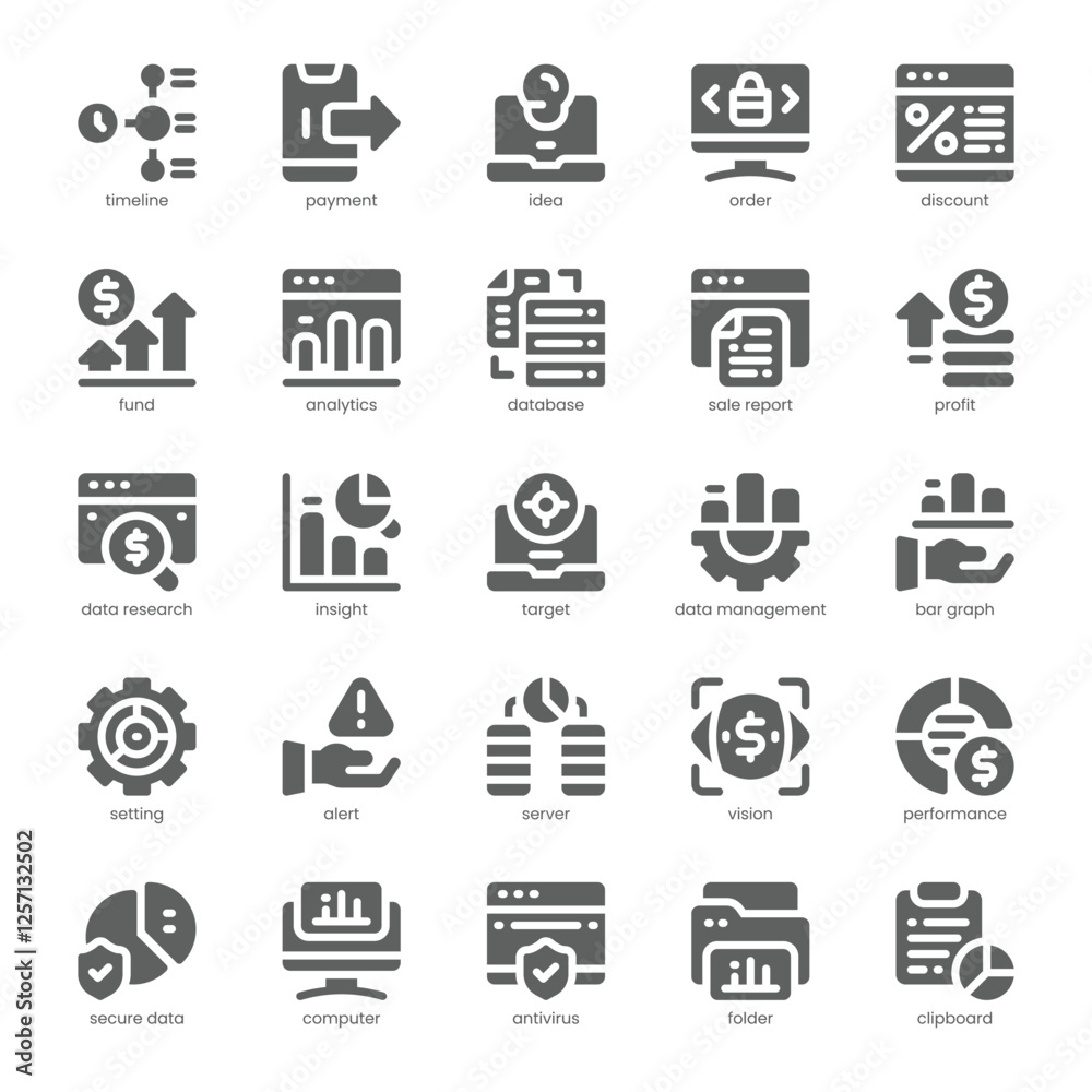 Sales Analytic Icon pack for your website, mobile, presentation, and logo design. Sales Analytic Icon solid design. Vector graphics illustration and editable stroke.