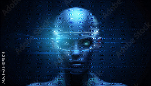 Vector Abstract modern technology futuristic, AI bot, Artificial Intelligence concept. Robot and cyberspace, digital data, datum communication, innovation on hi tech future design for background