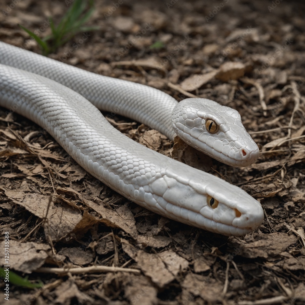 Fototapeta premium A delicate albino snake slithering slowly.