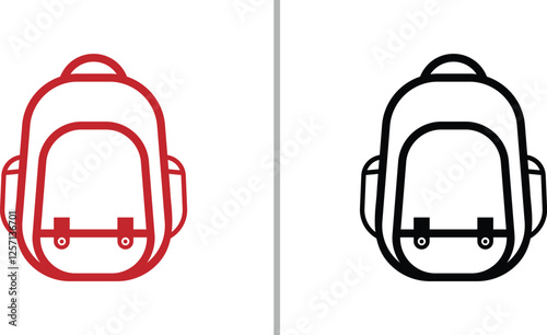 bagpack outline vector icon isolated on white background