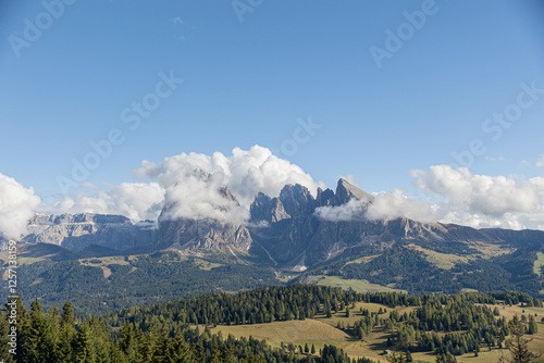 View of Alp de Suisi in the Dolomites, Italy