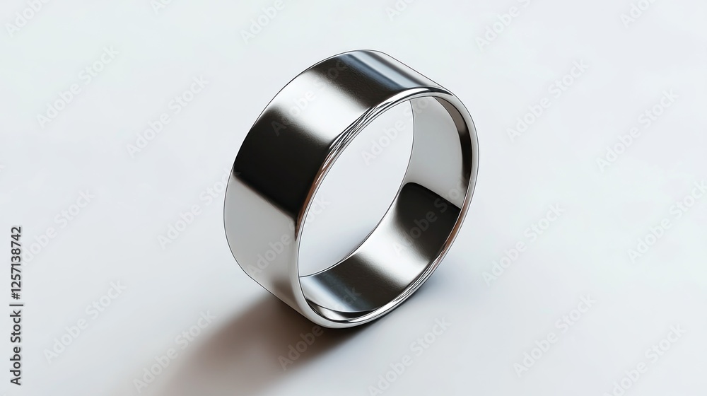Silver wedding band, minimalist design, white background, jewelry photography, e-commerce Silver wedding band, minimalist design, white background, jewelry photography, e-commerce