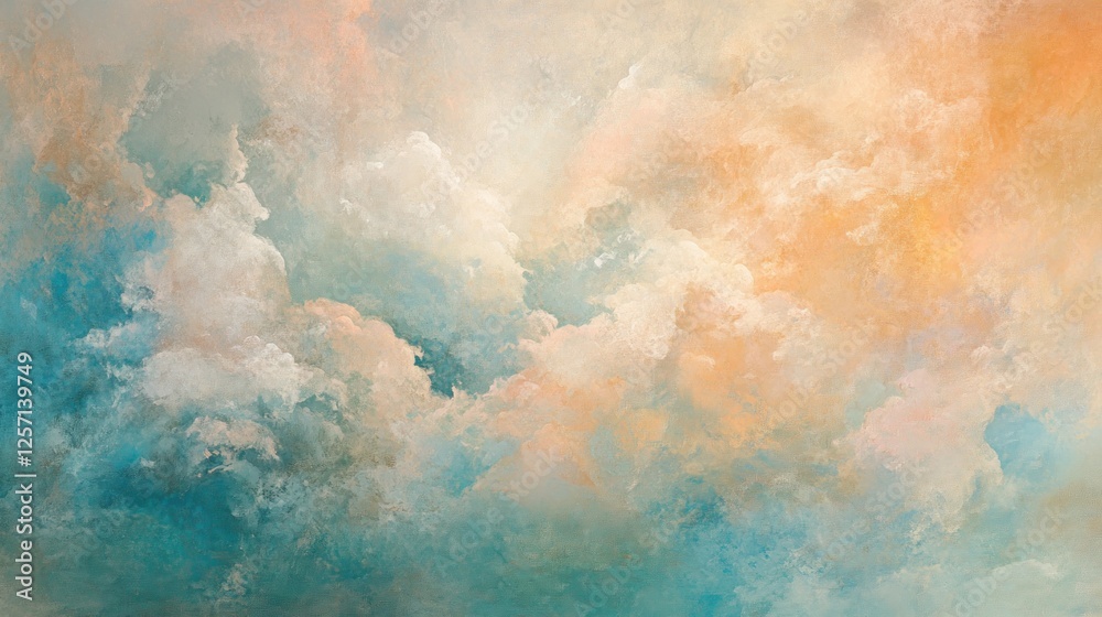 Dreamy painted sky with soft blue and orange hues Dreamy painted sky with soft blue and orange hues