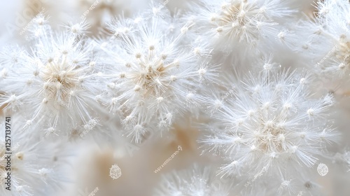 Delicate White Flower Close up Soft Fluffy Seedheads Nature Texture Background