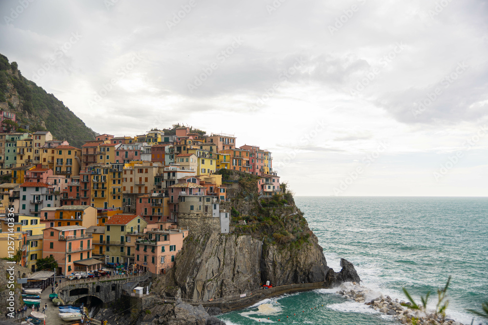 Naklejka premium Views of colourful houses in Manarola, Cinque Terre