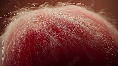 Close up Macro Photography of Red Surface with Fine White Fibers Textured Background photo