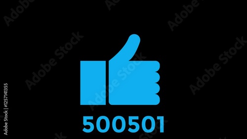 Thumb Up Like Hand Symbol Social Media Button with Likes Counter 4k Resolution Motion Graphics Video Footage with Alpha Channel