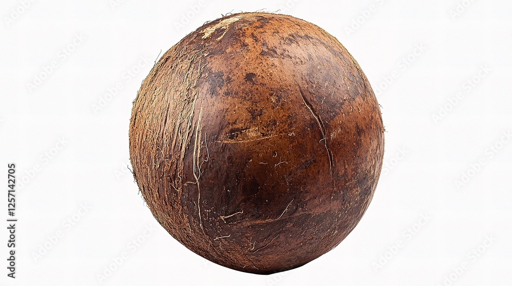 Whole Coconut with Vibrant Brown Shell and Creamy White Interior Whole Coconut with Vibrant Brown Shell and Creamy White Interior