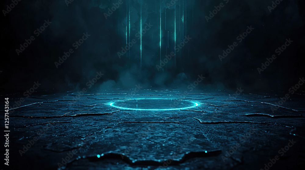 Obraz premium 3D technology abstract neon light background, empty space scene with spotlight and dark night, cyber-futuristic sci-fi background. 