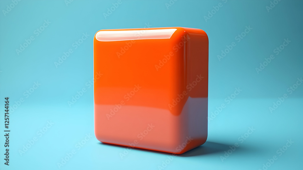 3D Illustration - Vibrant Orange Cube on Turquoise Background 3D Illustration - Vibrant Orange Cube on Turquoise Background
