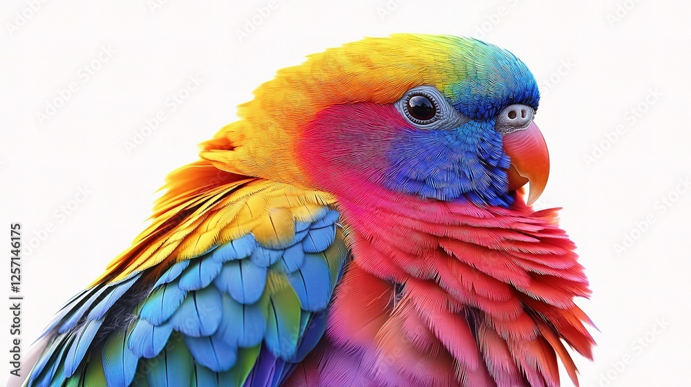 Fototapeta premium Vibrant Budgerigar Bird Isolated on a White Background