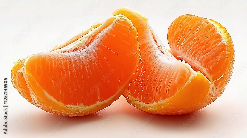 Freshly Sliced Orange Segments Isolated on Clean White Background Freshly Sliced Orange Segments Isolated on Clean White Background