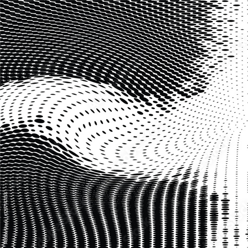 Wavy gradient halftone dots pattern texture background. Vector illustration
