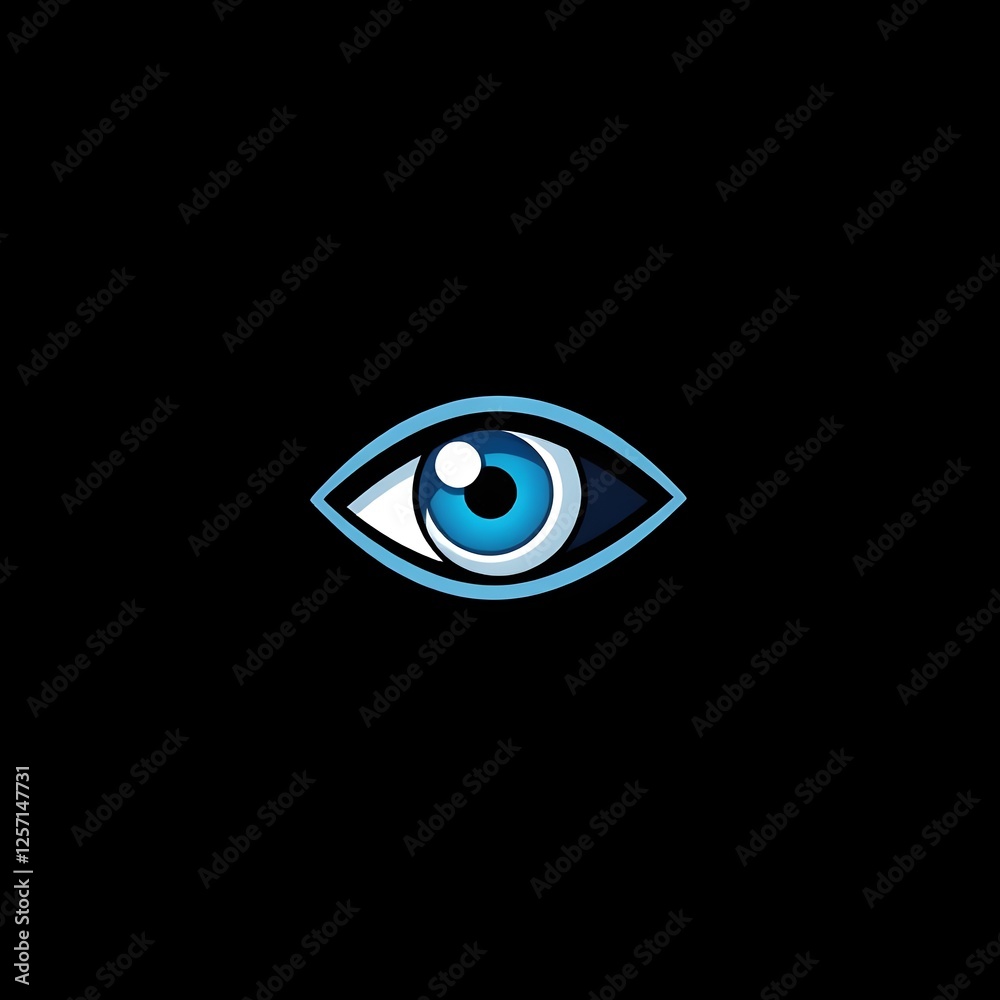 Blue Eye Icon on Black Background - High-Quality Eye Symbol for Vision, Surveillance, Security, and Graphic Design. Blue Eye Icon on Black Background - High-Quality Eye Symbol for Vision, Surveillance, Security, and Graphic Design.