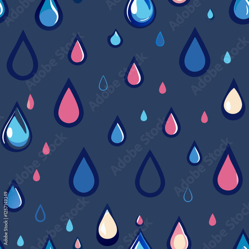 Seamless rainy spring texture with water droplets on surface