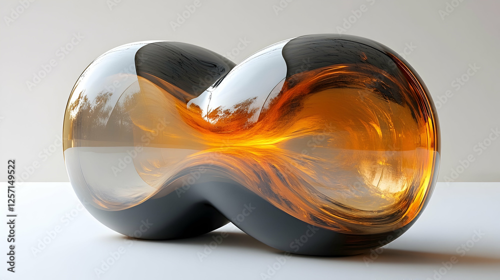 Obraz premium 3D Render Abstract Background Golden Orange Swirls Infinity Loop