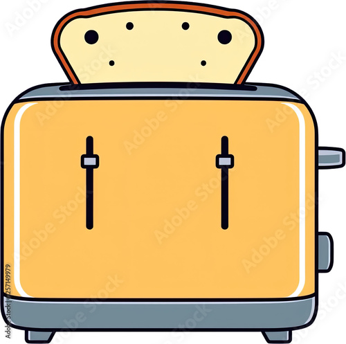 Cute cartoon toaster with bread slice popping up