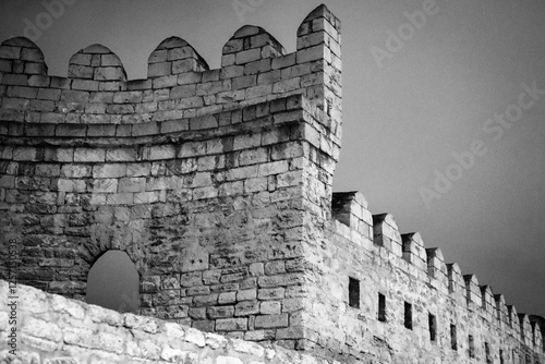 the wall of the old castle at oldtown in Baku Azerbaijan photo