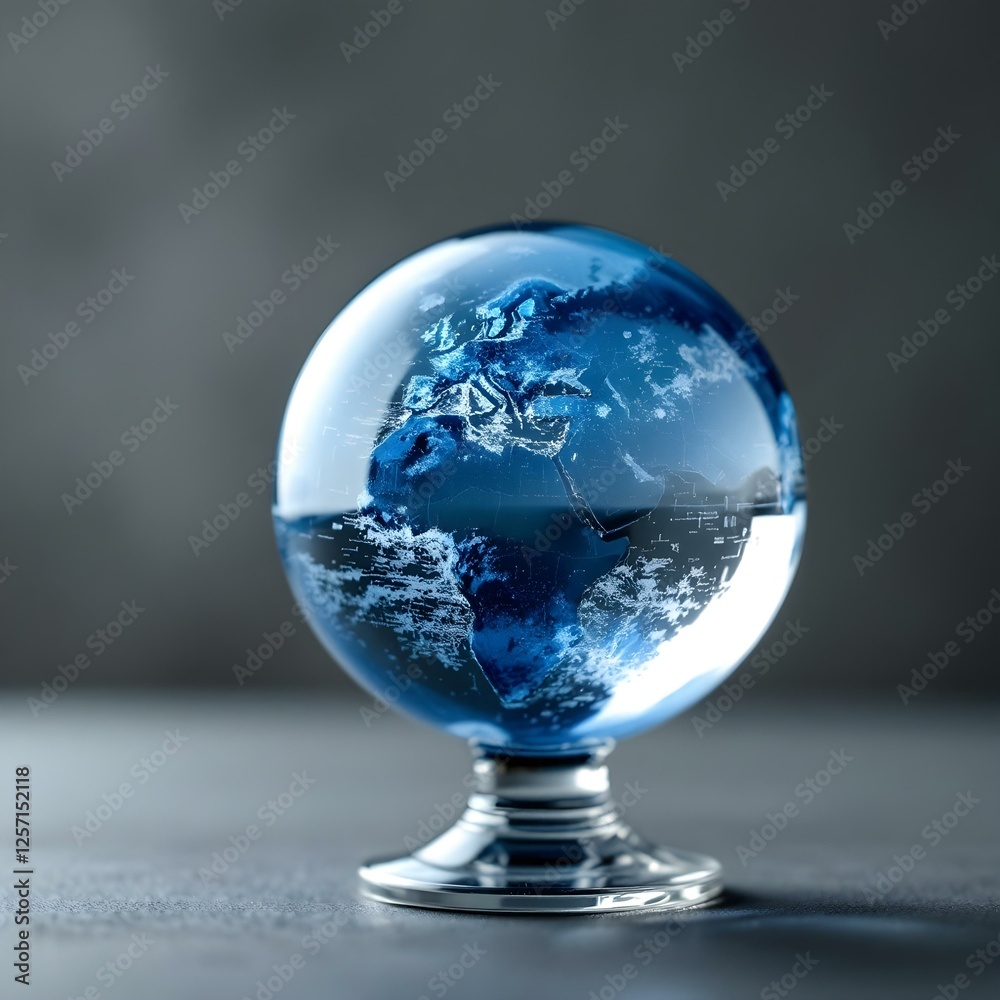 Glass globe, world map, transparent sphere, earth model Glass globe, world map, transparent sphere, earth model