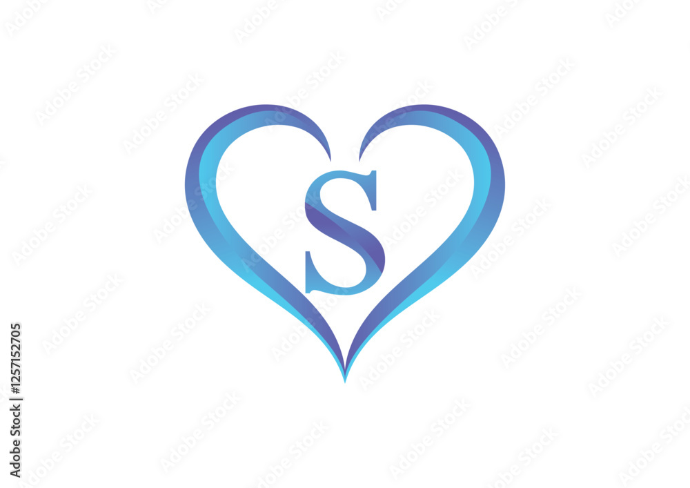 heart gradient S letter logo 3D logo heart gradient S letter logo 3D logo