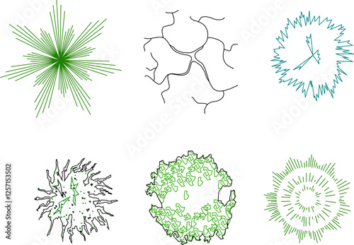 silhouette vector sketch illustration of tree plant design seen from above for completeness of the image