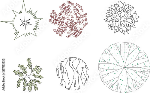 silhouette vector sketch illustration of tree plant design seen from above for completeness of the image 