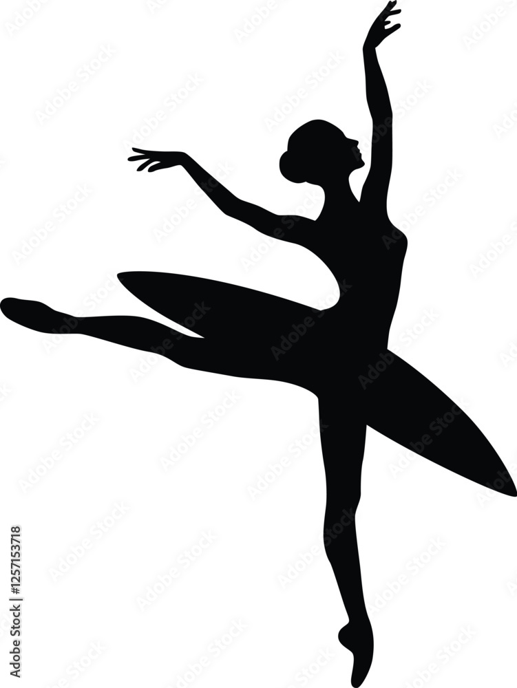 Fototapeta premium Silhouette Ballerina Dance Vector Illustration Transparent Background