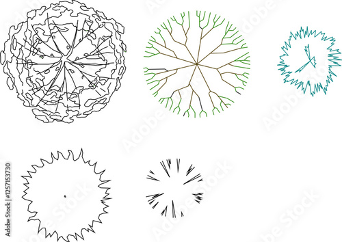 silhouette vector sketch illustration of tree plant design seen from above for completeness of the image 