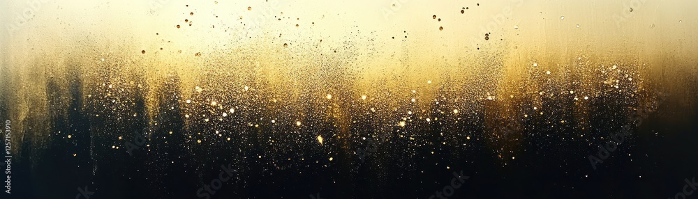 Golden dust and particles scatter over a dark backdrop Golden dust and particles scatter over a dark backdrop