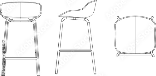 silhouette vector sketch illustration of modern dining chair detail design for relaxing in cafe and restaurant and bar 