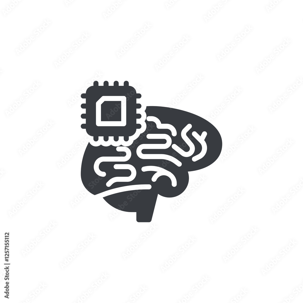Fototapeta premium A circuit board with a brain vector icon