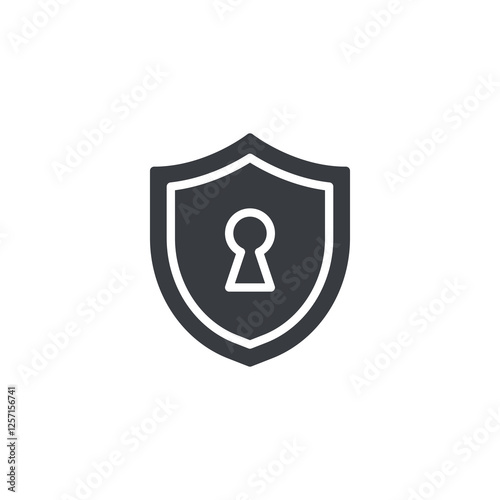 A shield with a keyhole vector icon