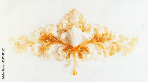 Fluffy Pancakes with Dripping Syrup Isolated on White Background