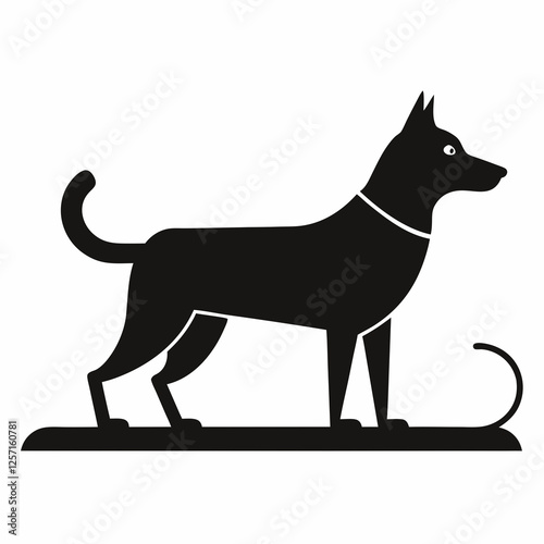 Dog Sled Black Silhouette Vector on White Background