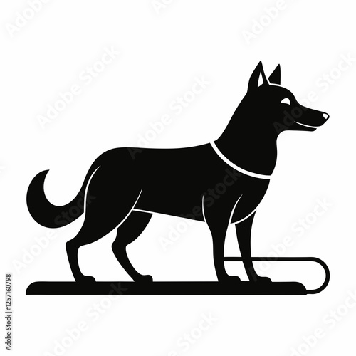 Dog Sled Black Silhouette Vector on White Background