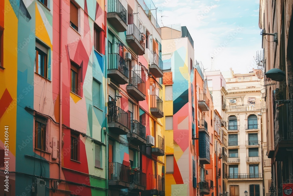 A city where buildings are covered in ever-changing digital murals that react to the mood of the neighborhood A city where buildings are covered in ever-changing digital murals that react to the mood of the neighborhood