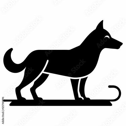 Dog Sled Black Silhouette Vector on White Background