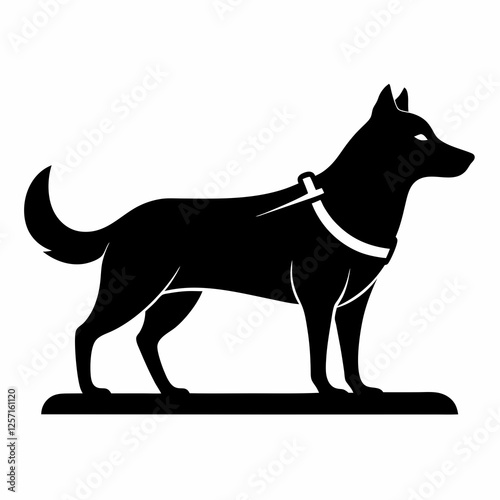 Dog Sled Black Silhouette Vector on White Background