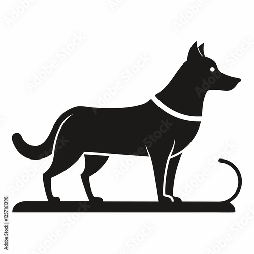 Dog Sled Black Silhouette Vector on White Background