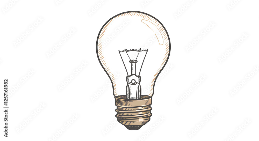 Light Bulb Illustration on White Background, Energy and Idea Concept Light Bulb Illustration on White Background, Energy and Idea Concept