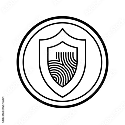 Secure Shield and Fingerprint Authentication Vector Icon
