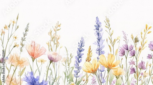 Colorful Watercolor Painting of Wildflowers in Digital Art Style photo