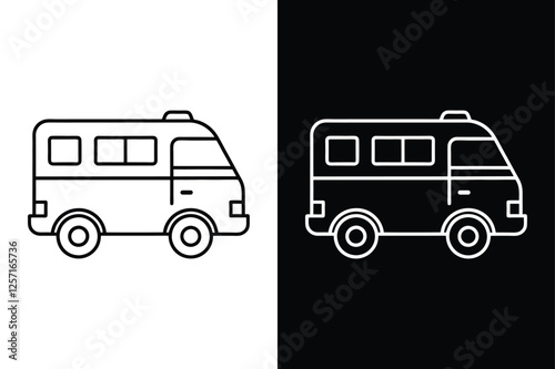 Modern Motorhome Icon. Editable Stroke Vector Illustration