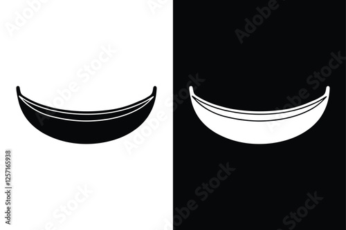 Modern Canoe Glyph. Isolated Black & White Icon