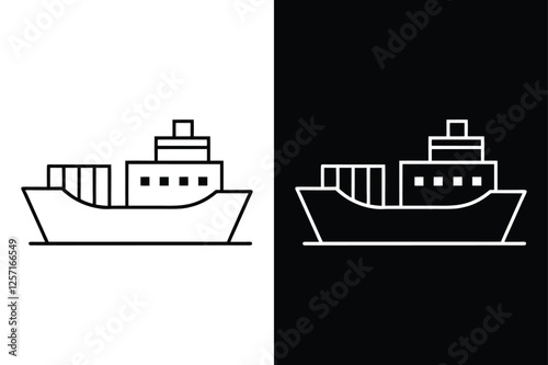 Cargo Ship Icon. Bold Line & Filled Stroke Design